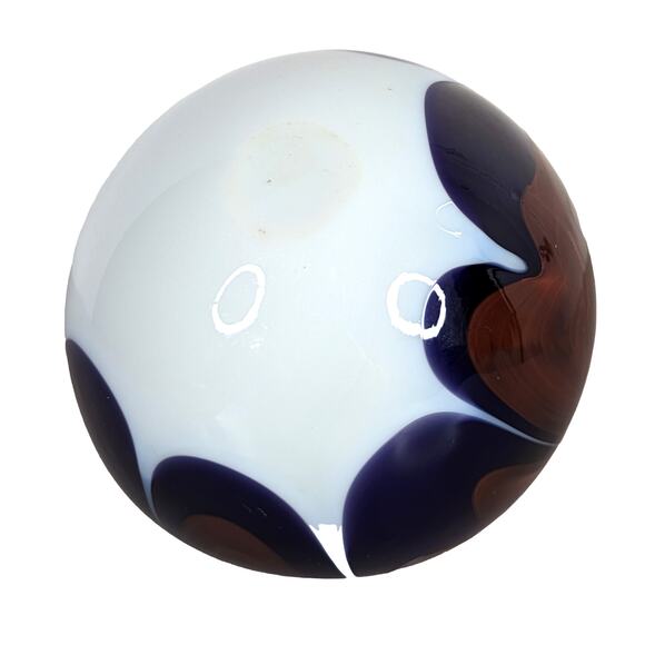 Hand Blown Art Glass Vase Retro Abstract Swirl MCM 60s Accent Decor Blue 5" - Picture 6 of 11